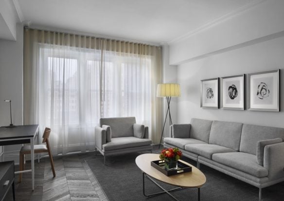 Stylish living room with neutral decor
