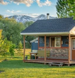 simple cottage on a lawn