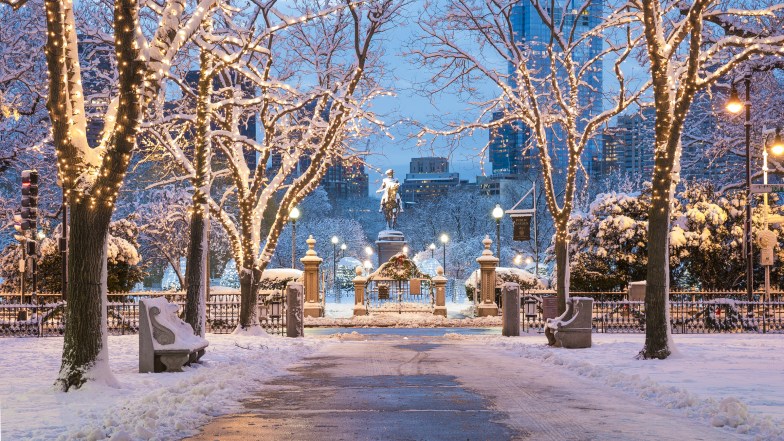 Boston Commons with snow
