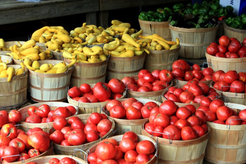 Fresh farm-grown tomatoes, right off the truck