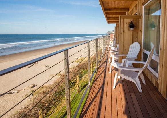 hotel room deck overlooking the beach