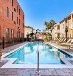 Swimming pool in a courtyard of a hotel