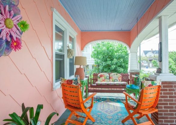 Patio seating in bright and fun colors